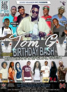 Tom G Birthday Bash Special Guest flyer
